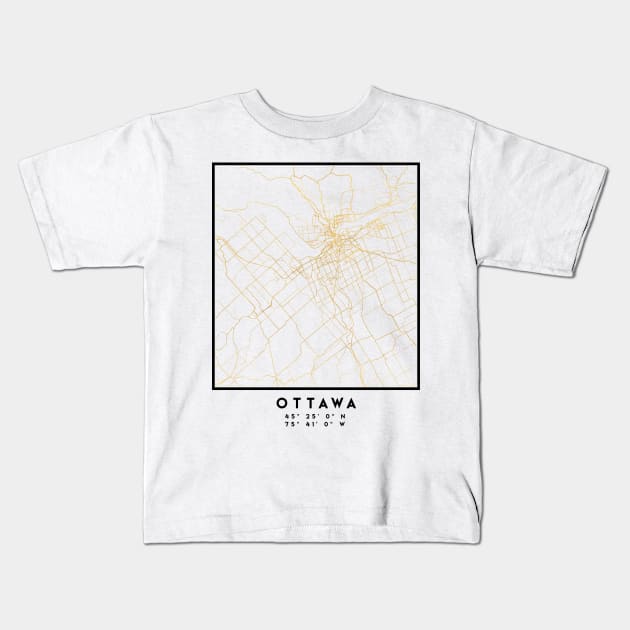 OTTAWA CANADA CITY STREET MAP ART Kids T-Shirt by deificusArt